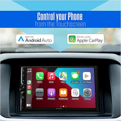 Jensen J3CA7W 7" Wireless Apple CarPlay Android Auto Double DIN Car Stereo - style: New 7” Wireless Double Din Stereo