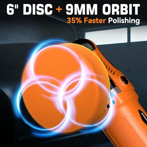 1200W 6" Rotary Buffer, 2500-6000RPM, Detach Handle, Car/Boat Sand & Wax - color: Orange & Black