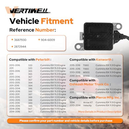 NOx Sensor Inlet Upstream Nitrogen Oxide Sensor Compatible with Freightliner Cascadia Peterbilt 579 Kenworth T680 International Cummins ISX 11.9 15.0 2010-2016 Replaces 904-6009 3687930