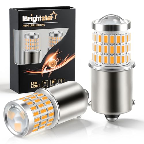 iBrightstar 1156 LED Bulb Amber, BA15S 1141 LED Turn Signal Bulbs Super Bright for Vehicle Blinker Lights and Turn Signal Lights, 2 Pack - color: Amber, size: 1156