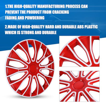 Winjet 16 inch Universal Hubcaps for Steel Wheel Rims Cover,Snap On Car Truck SUV Wheel Rim Covers,Steel ABS+PC Material Set of 4(16 inch,White Lacquer & Red Lacquer) - color: White Lacquer & Red Lacquer (5086-WR-16), size: 16 inch
