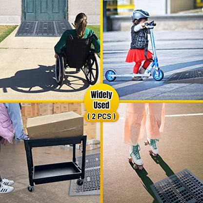 HOXWELL Modular Threshold Ramps for Doorways, 3" Rise Wheelchairs Ramps for Home, Solid Upgrade Material 3000 Lbs Load Capacity Door Ramps for Wheelchairs and Cars (2 PCS) - size: 3''-2 Packs