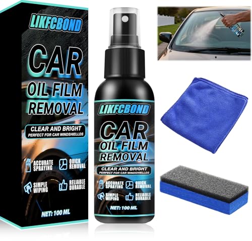 Oil Film Remover Spray for Car Windows 100ml, Shower Door Cleaner