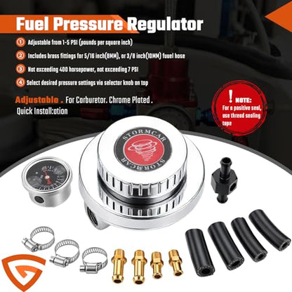 GEARLAST 1-5 PSI Fuel Pressure Regulator Carburetor Carb Fuel Pump Kit