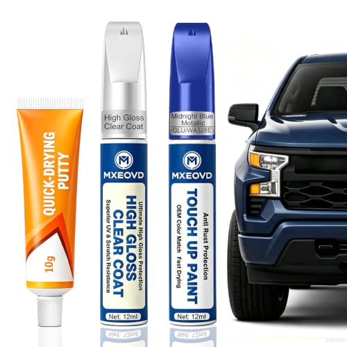 Midnight Blue Metallic (GLU/WA328E) Touch Up Paint Compatible with GMC,All in One Car Scratch Repair Kit with Primer Putty & Clear Coat, Complete Sanding Tools Set for Scratches Chips Nicks - color: Midnight Blue Metallic(GLU/WA328E), size: GMC