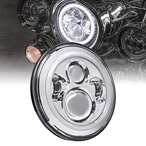 TRUE MODS 7 Inch Halo LED Headlight for Harley Davidson Daymaker Motorcycle - color: Chrome, size: 1-Piece (Headlight Only)