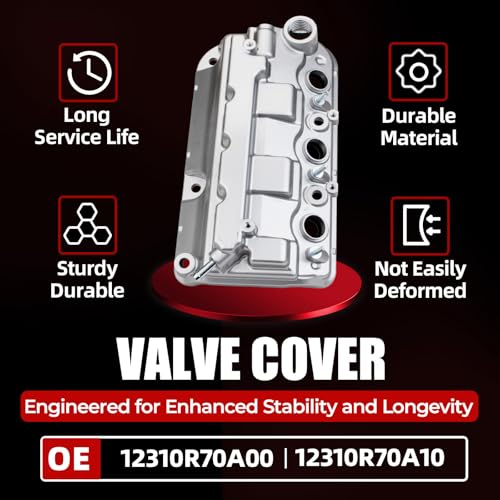 MITZONE Front Valve Cover Compatible with 2008-2017 Honda Accord Pilot Odyssey Crosstour Ridgeline Acura TL RDX 3.5L Replace 12310R70A00 12310R70A10 - color: Silver