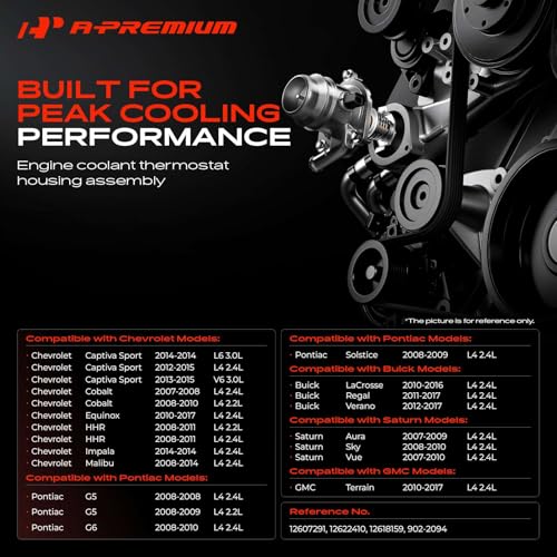 A-Premium Upgraded Aluminum Engine Coolant Thermostat Housing Assembly