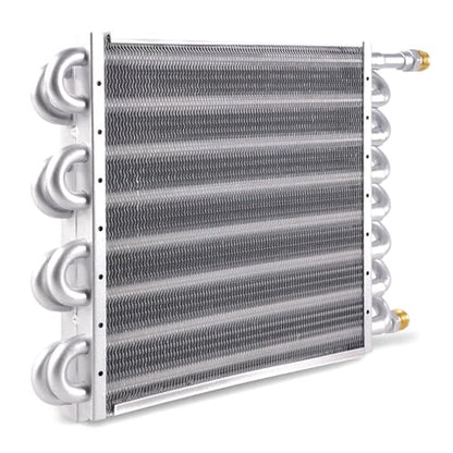 BARTOO 1/2" Transmission Cooler, Aluminium alloy 16 Pass Tube and Fin Universal Oil Cooler Kit Air Compressor Aftercooler (Sliver) - color: Sliver, size: 16 Pass