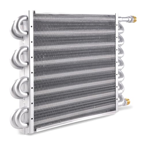 BARTOO 1/2" Transmission Cooler, Aluminium alloy 16 Pass Tube and Fin Universal Oil Cooler Kit Air Compressor Aftercooler (Sliver) - color: Sliver, size: 16 Pass