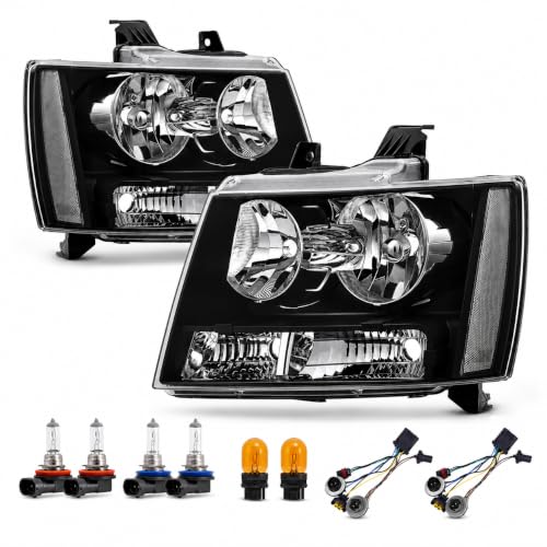 Headlight Assembly Replacement for 2007-2013 Chevy Tahoe Suburban Avalanche - color: w/Bulb sets