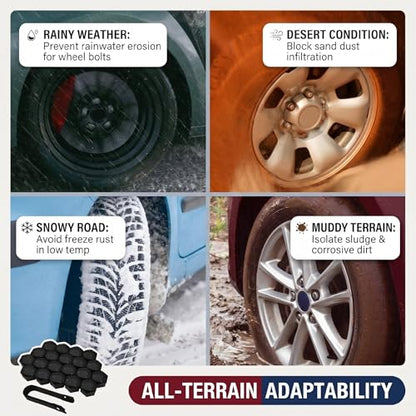 20PCS Lug Nut Covers, 21mm Car Hexagonal Wheel Bolt Covers Caps with Removal Tool, Dustproof Anti-Rust Auto Hub Screw Bolt Head Tire Protector, Universal Lug Nut Cap for Car SUV Truck (Black) - color: Black #21mm