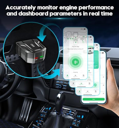 OBD2 Scanner Diagnostic Tool, Car Scanner for iOS & Android, Bluetooth 5.4 - color: black