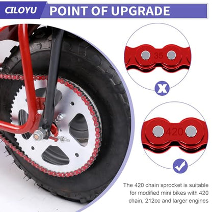 60 Tooth Rear Sprocket 420 Chain Kit for Mini Bike CT200U CT100U - color: Silver