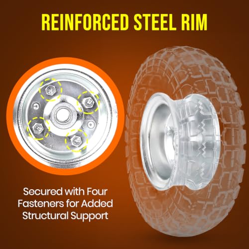 AR-PRO 10" Solid Tire and Wheel, Flat Free 4.10/3.50-4 Tire, 2-Pack - color: Silver