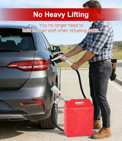 anngrowy Fuel Transfer Pump Battery Powered with Auto-Stop/Hand Trigger Nozzle, Gas Can Pump Transfer with 3.2/2.8 GPM, 51"/53.7" Hose, Liquid Transfer Pump for Oil, Gasoline, Diesel (Piston) - style: Piston
