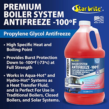 STAR BRITE Premium -100° Boiler System Antifreeze - Propylene Glycol Heating & Cooling Fluid - Made in USA - 1 Gallon (032700)