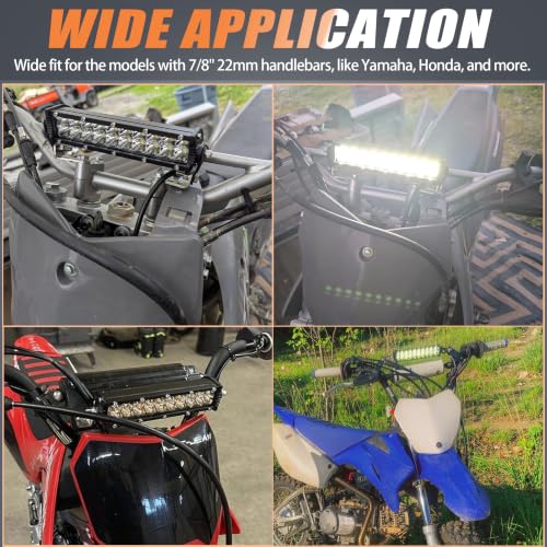 7 Inch Dirtbike Light Bar Kit, 7/8" Clamp Light for Ebike with Bar Clamps - color: (White) Light Bar with Bar Clamps