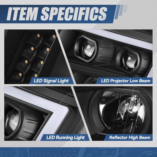 Auto Dynasty LED DRL Headlights Assembly for 2016-2024 Nissan Titan (XD) - color: Black, size: C-Style LED DRL / LED Low Beam