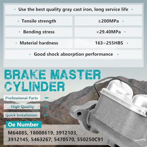 M64885 Brake Master Cylinder with Reservoir Compatible with Chevrolet Impala, Blazer, C10 Pickup, C10 Suburban, C20 Pickup, C20 Suburban, Caprice, G10, K10 Suburban & GMC C15/C1500 Pickup, G15 - size: M64885