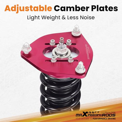 maXpeedingrods Coilovers for Mitsubishi Eclipse 2006-2012, for Mitsubishi Galant 2004-2012, 24 Levels Damper Adjustable Coilovers Suspension Kit, Height Adjustable Lowering Kit, Red - color: Red