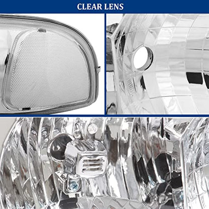 APSVE Headlight + Bumper Lights Kit for 1999-2006 GMC Sierra 1500 2500 3500 - color: Chrome Clear