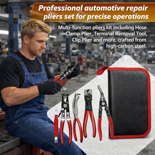 5PCS Automotive Electrical Disconnect Pliers Kit with Leather Storage Case