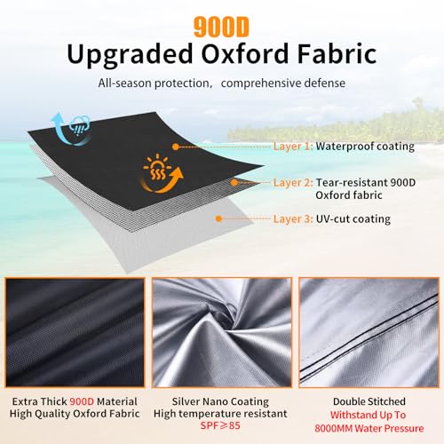 Jetski Cover 900D Waterproof for Yamaha Kawasaki,136IN-145IN 3 Seater PWC - color: Silver-900-D, size: 3XL-136"-145"