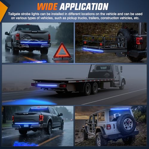 Nilight 60 Inch 360 LED Tailgate Strobe Light Strip Blue - color: 60" Tailgte Strobe Blue