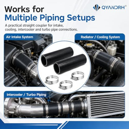 2-Pack 1.5" ID x 8" Straight Silicone Hose, 4-Ply with Clamps - color: Shape: Straight, size: 8 Inch