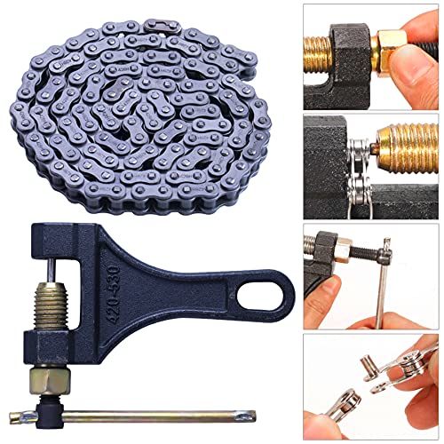 428H Motorcycle Chain+ Chain Breaker,122-links Heavy Duty Drive Chain - size: 122