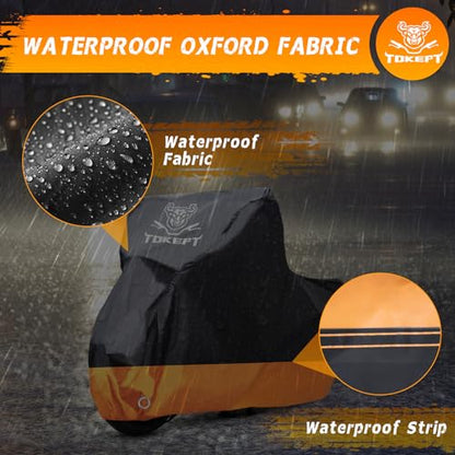 Motorcycle Cover Waterproof Outdoor Storage Fits Up to 86" - size: M-86"