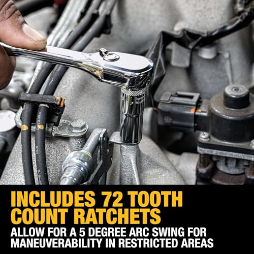 DEWALT Mechanic Tool Set, 247-Piece, 1/4 in., 3/8 in. and 1/2 in. Drive, SAE, Ratchets, Sockets, Hex Keys, Combination Wrenches, Polish Chrome Finish (DWMT81535) - style: 247 pc