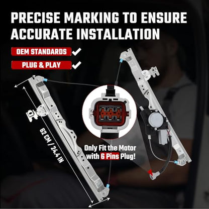 748-524 Front Left Driver Side Power Window Regulator with Motor (6 Pins) - size: Front Left, style: 748-524
