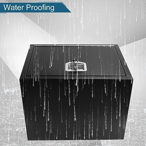 24"X18"X18" Underbody Truck Box Black Heavy Duty Steel Trailer TooolBox Pick Up Truck Tool Box Storage Organizer w/Lock & Keys - size: 24"x18"x18"