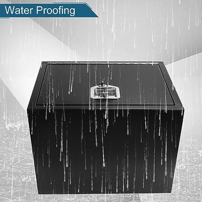 24"X18"X18" Underbody Truck Box Black Heavy Duty Steel Trailer TooolBox Pick Up Truck Tool Box Storage Organizer w/Lock & Keys - size: 24"x18"x18"