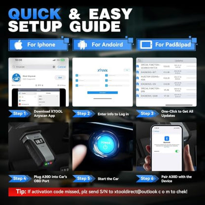 XTOOL A30D Bidirectional OBD2 Scanner Diagnostic Tool All System & 19 Reset