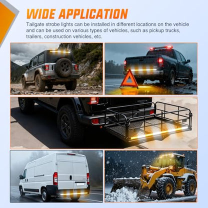 Nilight 60 Inch Emergency Strobe Light Strips with Controller Amber White - color: 60" Tailgate Strobe w/ Controller Amber/White
