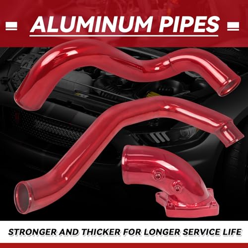 Turbo Intercooler kit Pipe Boot and Intake Elbow for 2003-2007 Ford F250 F350 F450 F550 Super Duty Intercooler Pipe Boot kit 6.0L Powerstroke Diesel-Red - color: Red