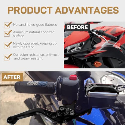 Universal Motorcycle 7/8" 22mm Handlebar Brake Master Cylinder Reservoir Adjustable Clutch and Brake Lever CNC Left & Right Set for Harley Honda Kawasaki Suzuki Yamaha (Black)
