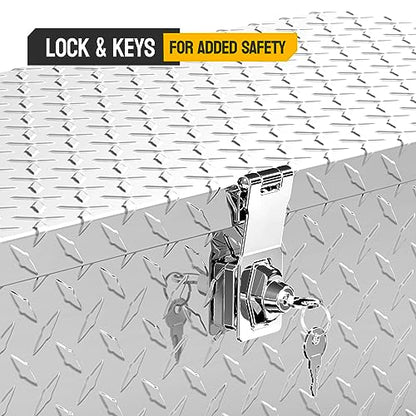 TUFFIOM 39"x13" x10" Aluminum Truck Bed Tool Box w/Side Handle & Lock Keys - color: Silver, size: 39 inch