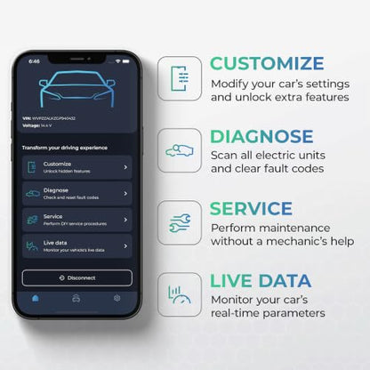 Carista OBD - Bluetooth OBD2 Scanner - Subscription Required - Car Scanner Diagnostic Tool and Code Reader with Access to Diagnostics, Customizations, Service Tools, and Live Data