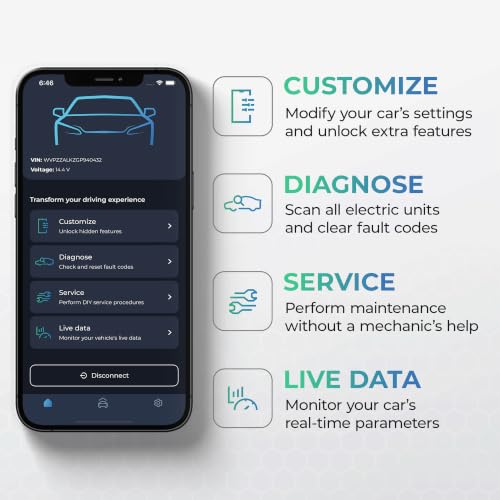 Carista OBD - Bluetooth OBD2 Scanner - Subscription Required - Car Scanner Diagnostic Tool and Code Reader with Access to Diagnostics, Customizations, Service Tools, and Live Data