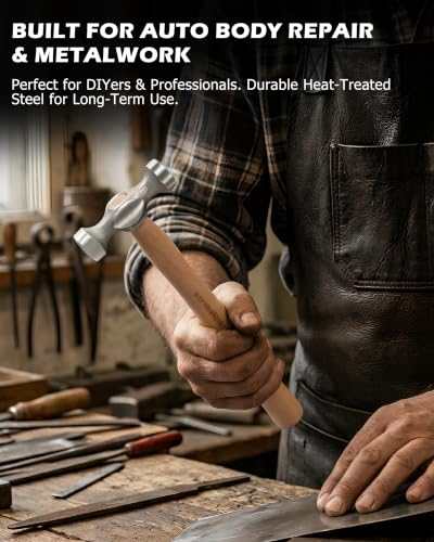 DAYUAN 7Pcs Auto Body Repair Hammer Dolly Set, Craft Panel Beating Hammer - size: Wooden Handle