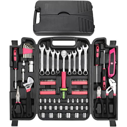 TLGREEN 95-Piece Home Tool Set with Storage Case, Pink - color: Pink