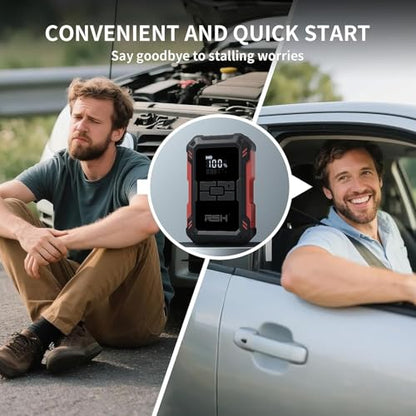 RSH Jump Starter with Air Compressor 4000A Peak Car Battery Jump Starter 150PSI Inflator Auto Booster 15000mAh Jump Box (up to 10L Gas,8L Diesel Engine) with LED Light,Quick Charger USB-C