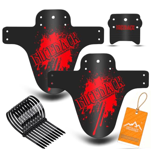 Mountain Bike Fenders, Fits 20-29 Inch MTB, 2-Piece Set - color: Red