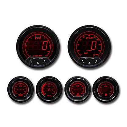 MOTOR METER RACING EVO Series GPS Digital 6 Gauge Set Blue & Red LED - color: Blue & Red, size: EVO Digital GPS Speedometer
