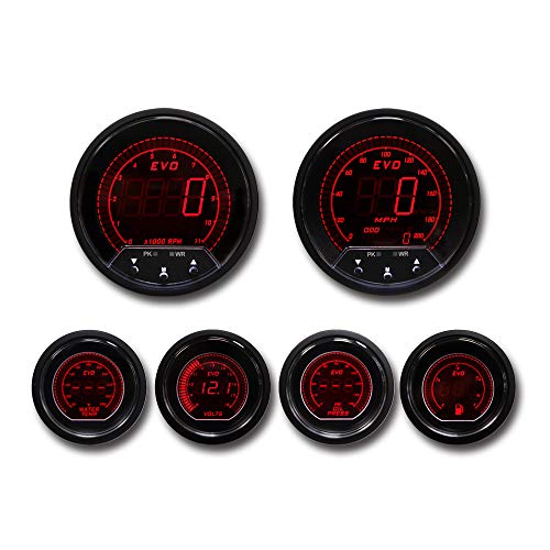 MOTOR METER RACING EVO Series GPS Digital 6 Gauge Set Blue & Red LED - color: Blue & Red, size: EVO Digital GPS Speedometer