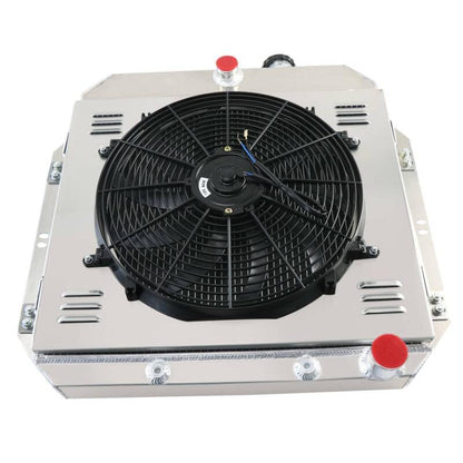 ReadyCool Aluminum Radiator for 1960 1961 1962 Chevy C10 C20 C30 K10 K20 K30 GMC Pickup Truck V8, 3 Rows Core Radiators with 16"Fan Shroud+Thermostat Relay Kit